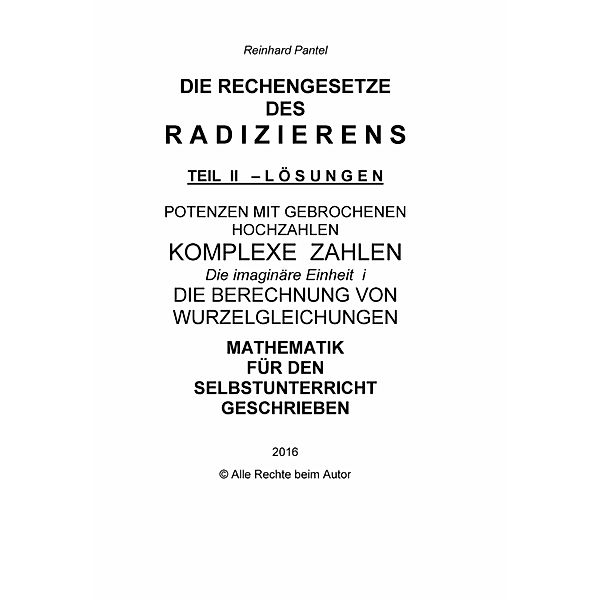 RADIZIEREN - TEIL II - LÖSUNGEN zum Abschlusstest, Reinhard Pantel