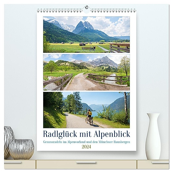 Radlglück mit Alpenblick 2024 (hochwertiger Premium Wandkalender 2024 DIN A2 hoch), Kunstdruck in Hochglanz, Calvendo, SusaZoom