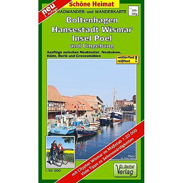 Radwander- und Wanderkarte Boltenhagen, Hansestadt Wismar, Insel Poel und Umgebung
