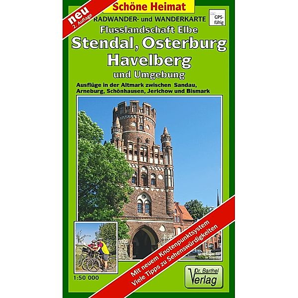 Radwander- und Wanderkarte Flusslandschaft Elbe, Stendal, Osterburg, Havelberg und Umgebung, Verlag Dr. Barthel