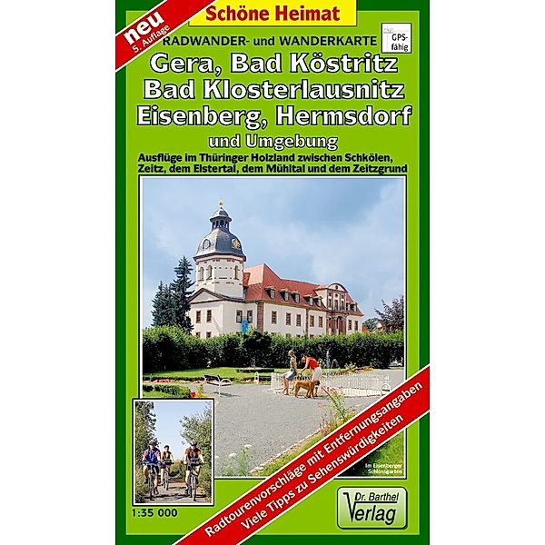 Radwander- und Wanderkarte Gera, Bad Köstritz, Bad Klosterlausnitz, Eisenberg, Hermsdorf und Umgebung