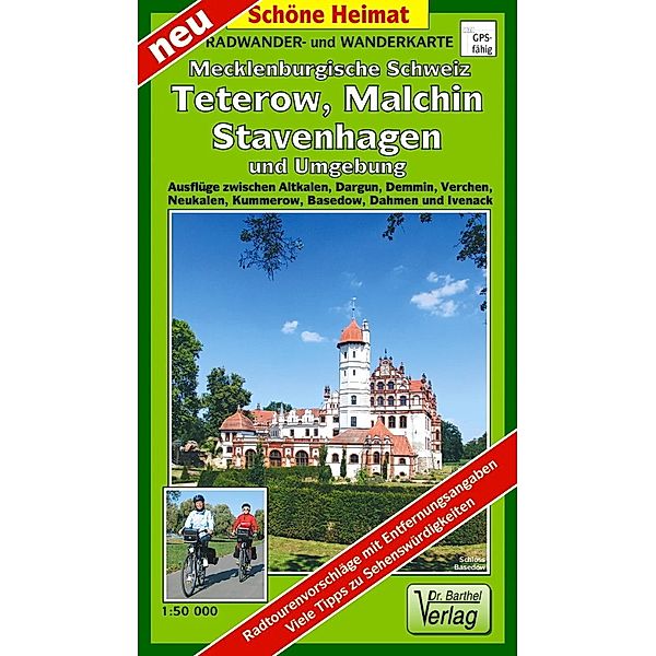 Radwander- und Wanderkarte Mecklenburgische Schweiz, Teterow, Malchin, Stavenhagen und Umgebung, Verlag Dr. Barthel