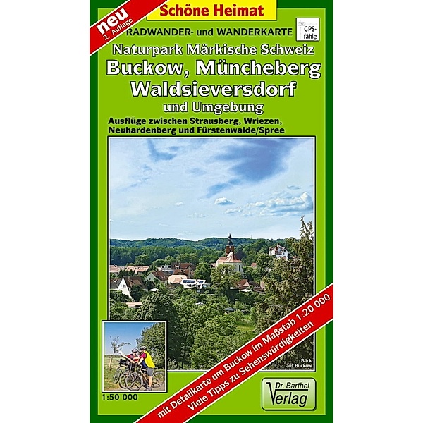Radwander- und Wanderkarte Naturpark Märkische Schweiz, Buckow, Müncheberg, Waldsieversdorf und Umgebung
