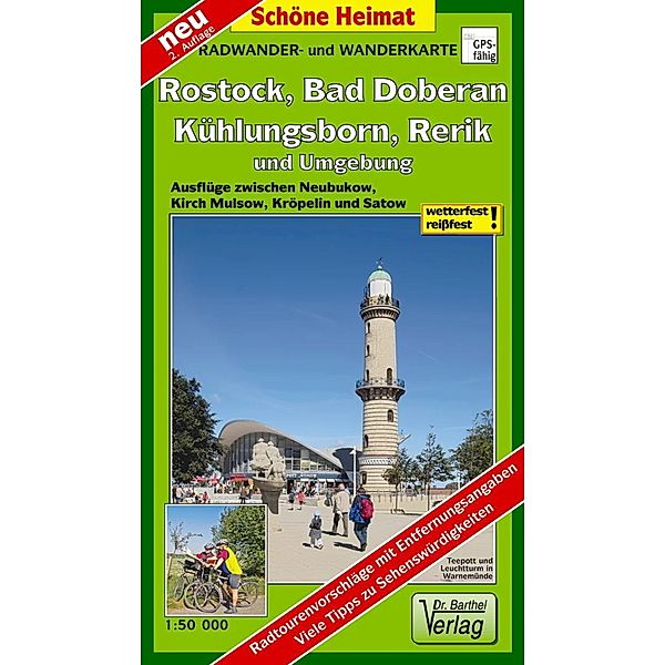 Radwander- und Wanderkarte Rostock, Bad Doberan, Kühlungsborn, Rerik und Umgebung