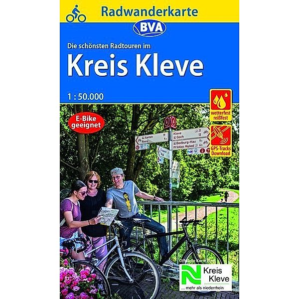 Radwanderkarte BVA Die schönsten Radtouren im Kreis Kleve 1:50.000, reiß- und wetterfest, GPS-Tracks Download
