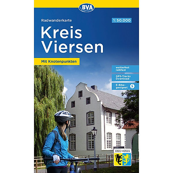 Radwanderkarte BVA Kreis Viersen mit Knotenpunkten, 1:50.000, reiß- und wetterfest, GPS-Tracks Download, E-Bike-geeignet