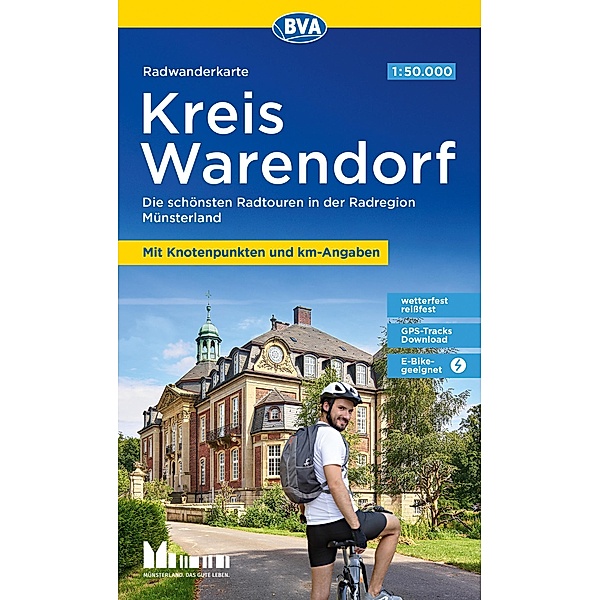 Radwanderkarte BVA Kreis Warendorf 1:50.000, mit Knotenpunkten und km-Angaben, reiss- und wetterfest, GPS-Tracks Download