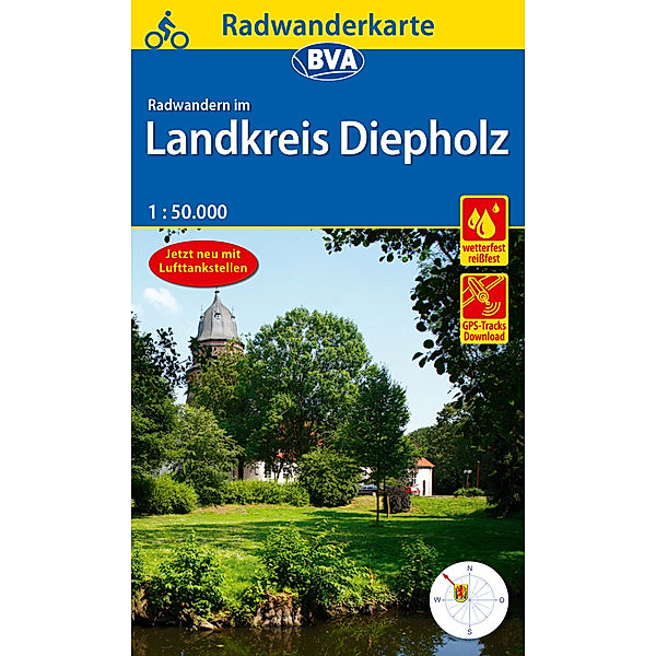 Radwanderkarte BVA Radwandern im Landkreis Diepholz 1:50.000, reiss- und wetterfest, GPS-Tracks Download