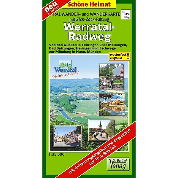 Radwanderkarte mit Zick-Zack-Faltung Werratal-Radweg, Verlag Dr. Barthel