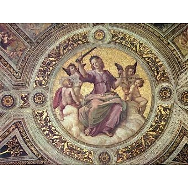 Raffael - Stanza della Segnatura im Vatikan für Papst Julius II., Deckenfresko , Justitia, Tondo - 2.000 Teile (Puzzle)
