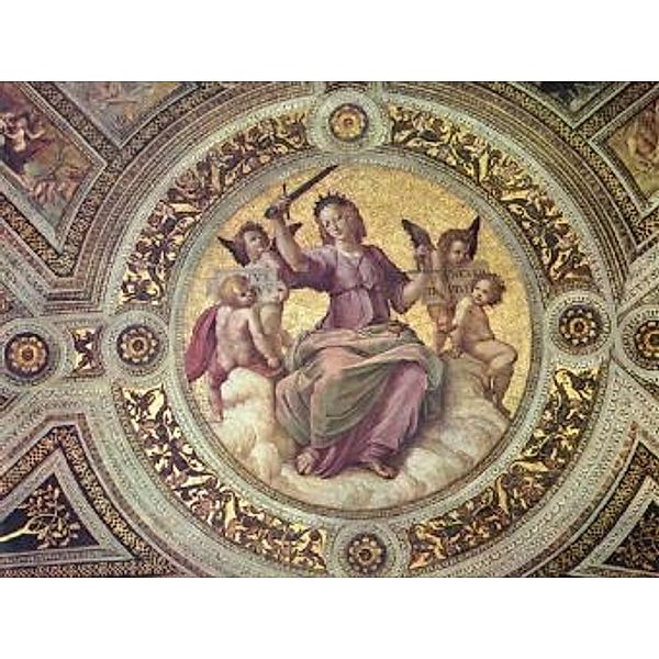 Raffael - Stanza della Segnatura im Vatikan für Papst Julius II., Deckenfresko , Justitia, Tondo - 1.000 Teile (Puzzle)