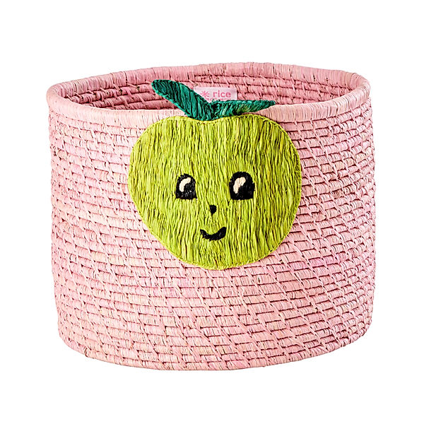 rice Raffia-Aufbewahrungskorb APPLE (35x35x25) in soft pink