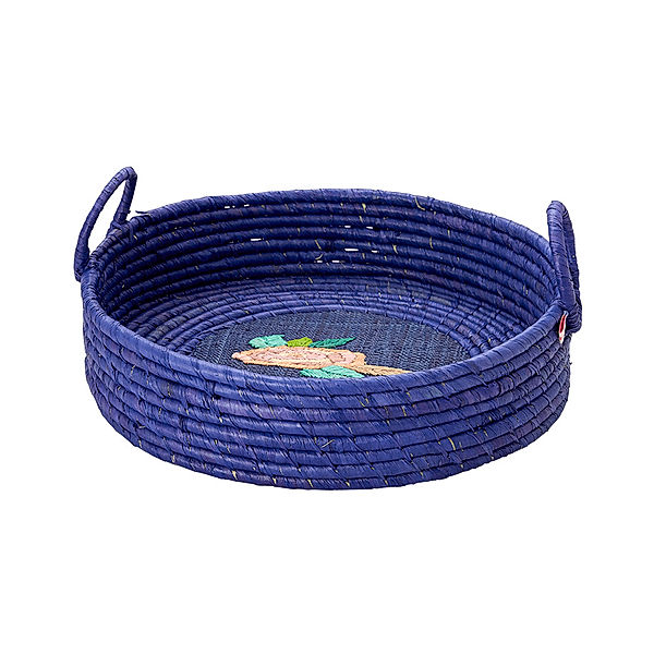 rice Raffia-Aufbewahrungskorb ROSE (29x4,5) in blau