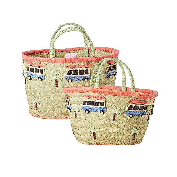 rice Raffia-Korb-Set HAPPY CARS 2er Set in natur