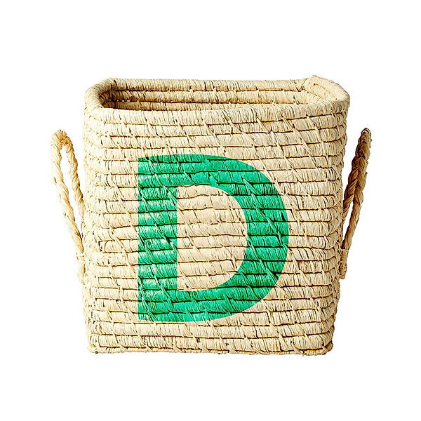 rice Raffia-Korb SQUARE – LETTER D