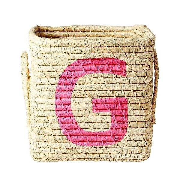 rice Raffia-Korb SQUARE – LETTER G