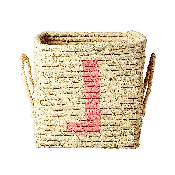 rice Raffia-Korb SQUARE – LETTER J