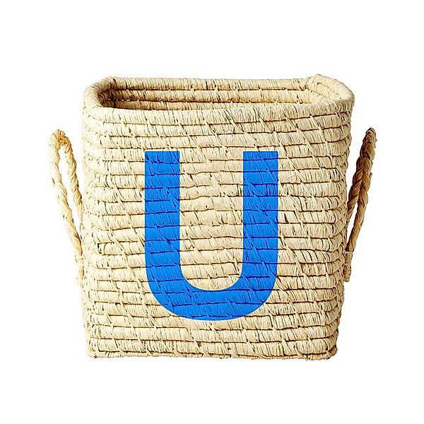 rice Raffia-Korb SQUARE – LETTER U