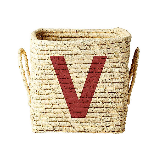 rice Raffia-Korb SQUARE – LETTER V