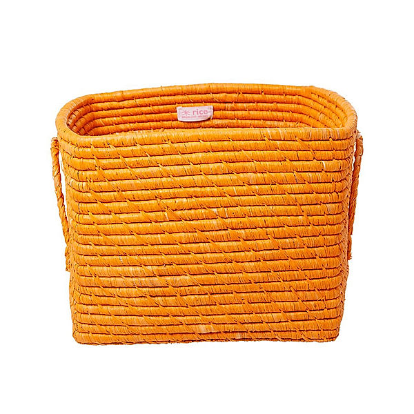 rice Raffia-Korb SQUARE – TANGERINE (25x30x30) in orange