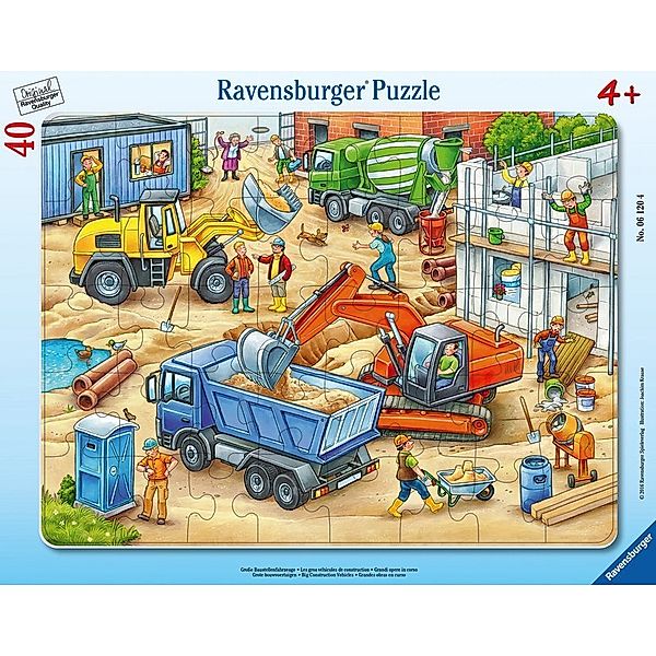 Ravensburger Verlag Rahmenpuzzle GROssE BAUSTELLENFAHRZEUGE 40-teilig