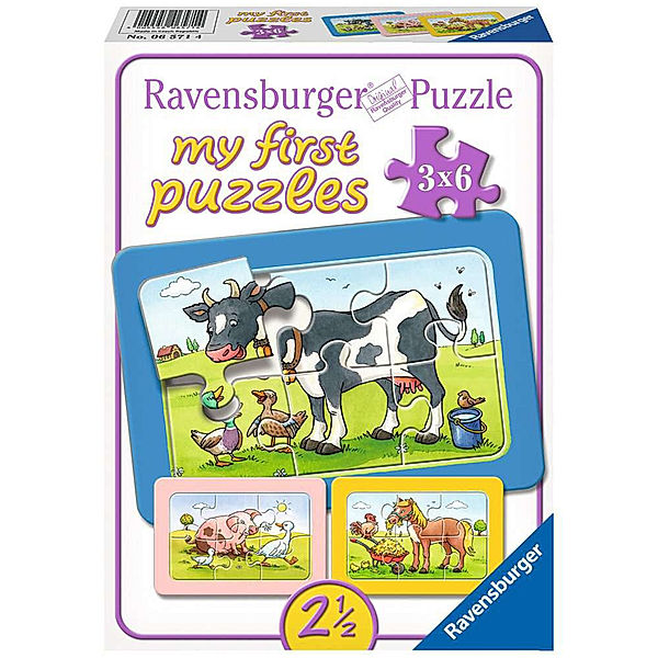 Ravensburger Verlag Rahmenpuzzle GUTE TIERFREUNDE 3x6-teilig