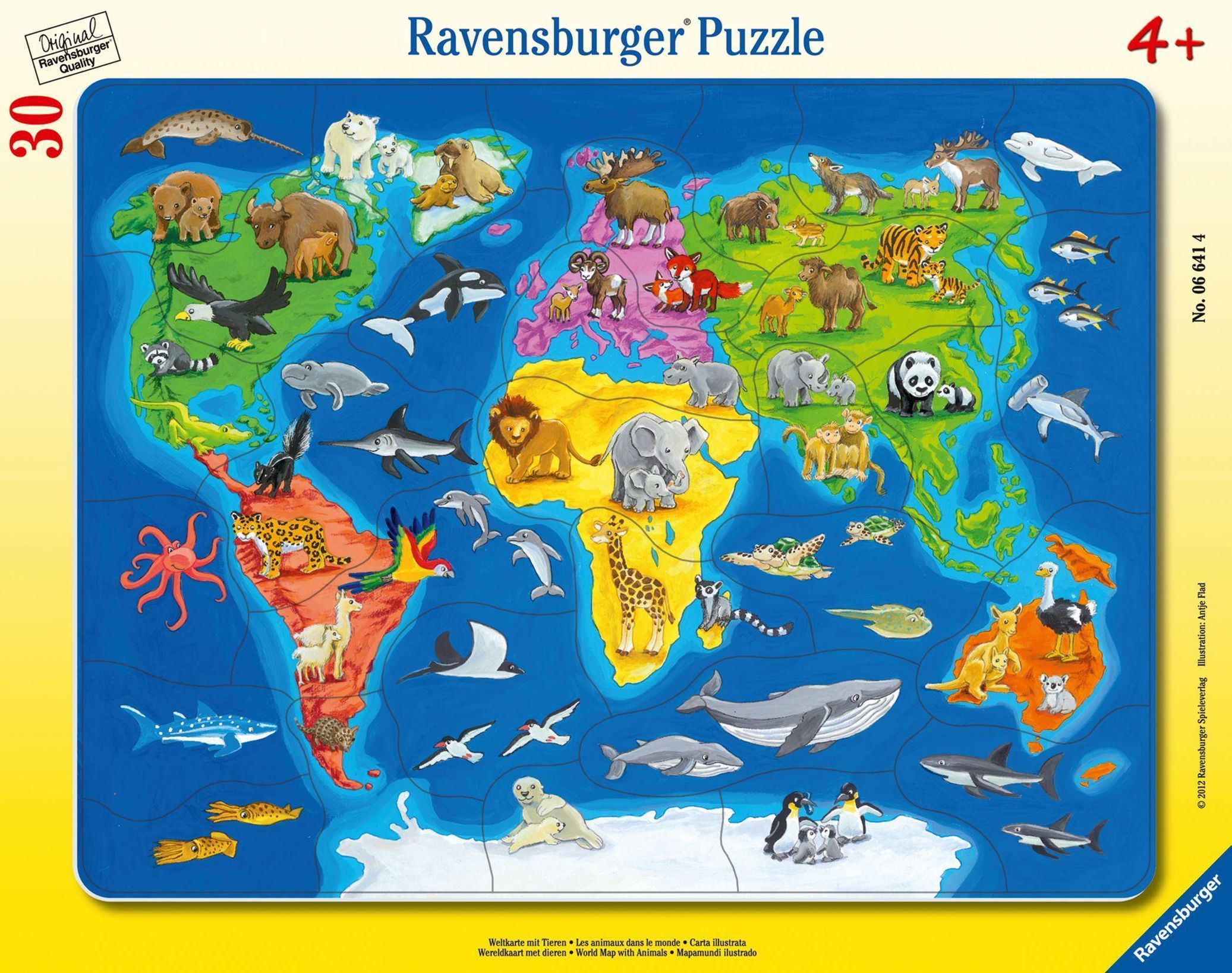 Rahmenpuzzle Weltkarte mit Tieren 30-teilig | Weltbild.de