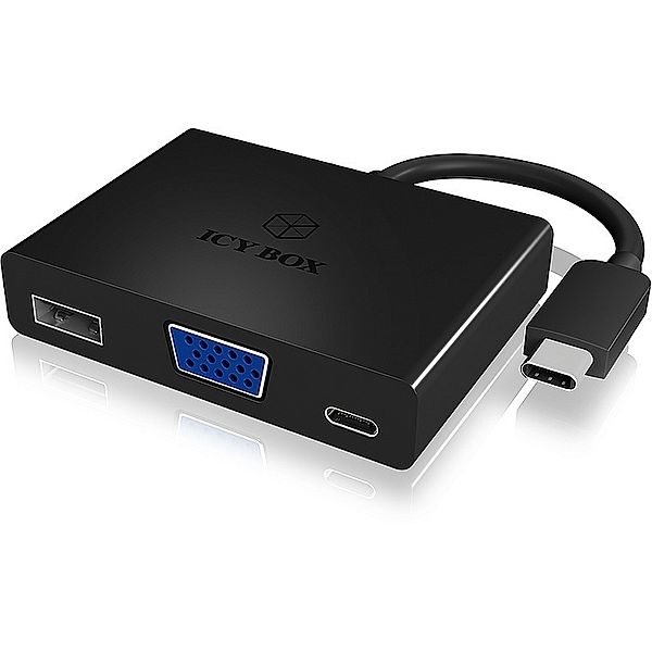 RAIDSONIC ICY BOX Combo Adapter für Notebooks USB-C zu USB, VGA und USB-C