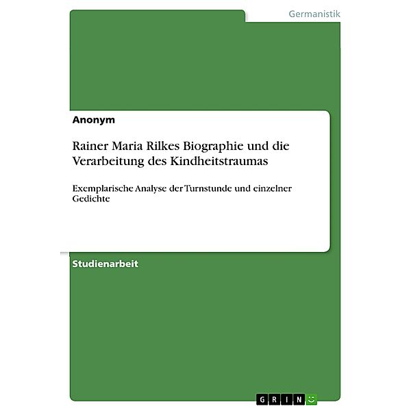 Rainer Maria Rilkes Biographie und die Verarbeitung des Kindheitstraumas, Anonym
