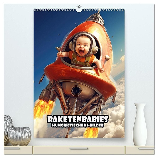 Raketenbabies - Humoristische KI-Bilder (hochwertiger Premium Wandkalender 2024 DIN A2 hoch), Kunstdruck in Hochglanz, Liselotte Brunner-Klaus