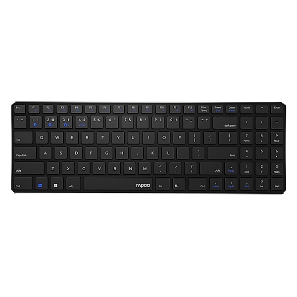 Rapoo Kabellose ultraflache Multi-Mode-Tastatur E9100M, Schwarz