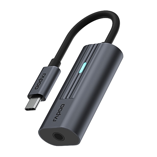 Rapoo USB-C Adapter UCA-1002, USB-C auf 3,5 mm Audio, Grau