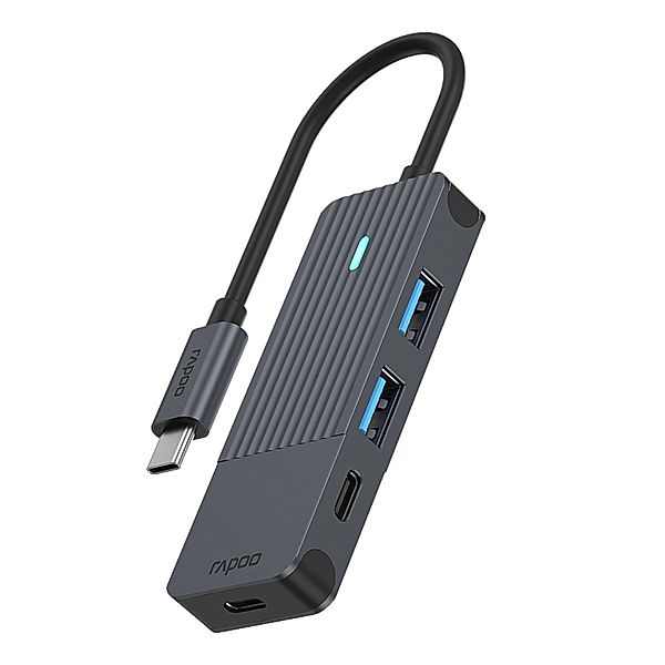 Rapoo USB-C Hub UCH-4003, USB-C auf USB-A und USB-C, Grau