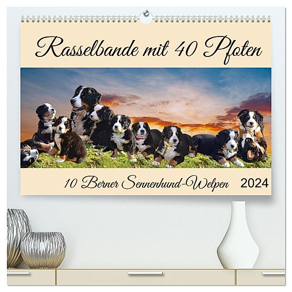 Rasselbande mit 40 Pfoten (hochwertiger Premium Wandkalender 2024 DIN A2 quer), Kunstdruck in Hochglanz, Claudia Kleemann