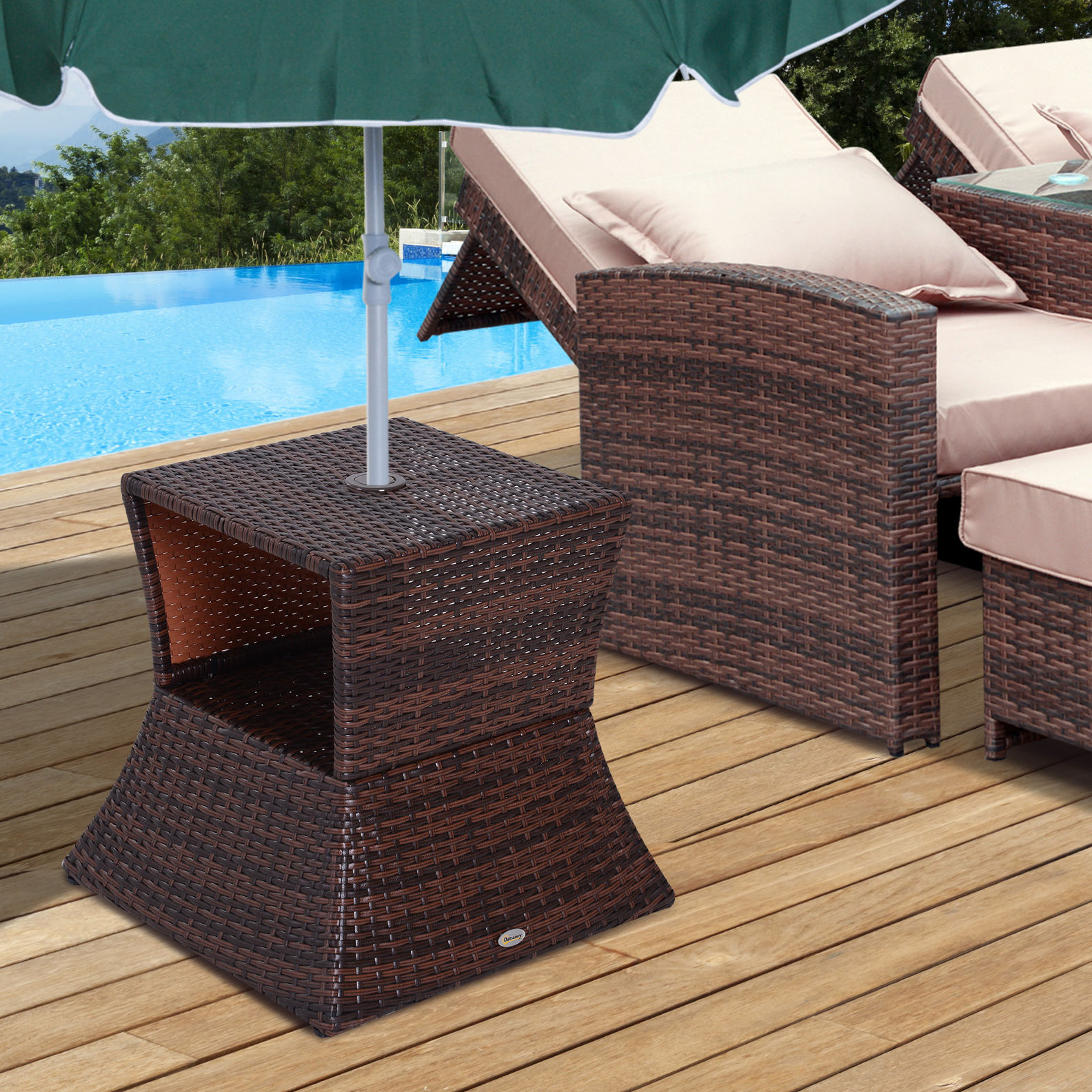 Rattan-Gartentisch mit Sonnenschirm-Halterung | Weltbild.de