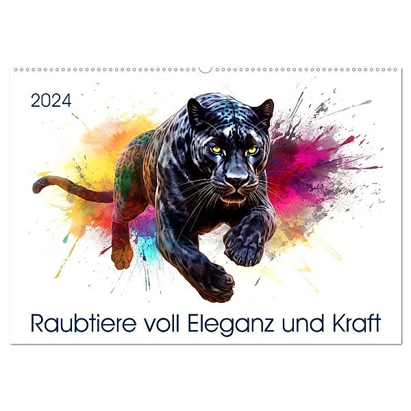 Raubtiere voll Eleganz und Kraft (Wandkalender 2024 DIN A2 quer), CALVENDO Monatskalender, Kerstin Waurick