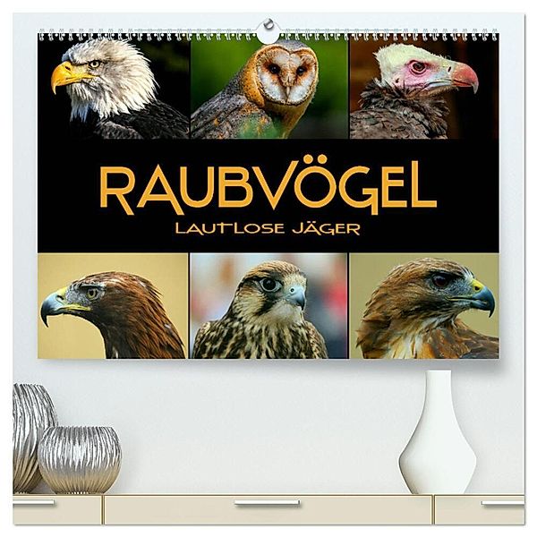 Raubvögel - lautlose Jäger (hochwertiger Premium Wandkalender 2025 DIN A2 quer), Kunstdruck in Hochglanz, Calvendo, Renate Bleicher