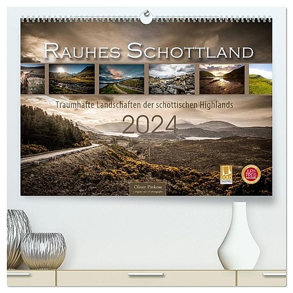Rauhes Schottland (hochwertiger Premium Wandkalender 2024 DIN A2 quer), Kunstdruck in Hochglanz, Oliver Pinkoss