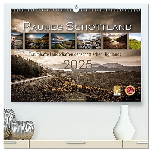 Rauhes Schottland (hochwertiger Premium Wandkalender 2025 DIN A2 quer), Kunstdruck in Hochglanz, Calvendo, Oliver Pinkoss