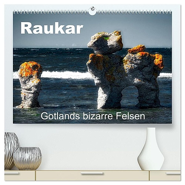 Raukar - Gotlands bizarre Felsen (hochwertiger Premium Wandkalender 2024 DIN A2 quer), Kunstdruck in Hochglanz, André Poling