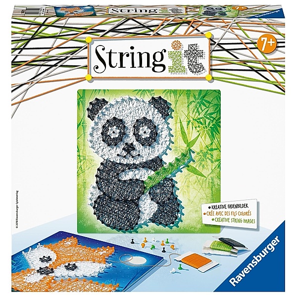 Ravensburger 18029 String it Cute Panda & Fox - Kreative Fadenbilder mit Panda und Fuchs kinderleicht aus Kunststoffpins