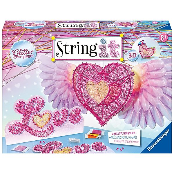 Ravensburger Verlag Ravensburger 18065 String it Maxi: 3D Heart, String Art Bastelset für Kinder ab 8 Jahren, Kreative Fadenbilder basteln,