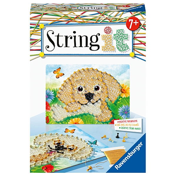 Ravensburger 18121 String it Mini Dogs - Kreative Fadenbilder mit süssen Welpen, für Kinder ab 7 Jahren