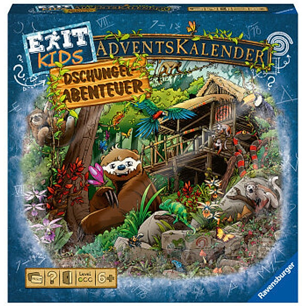 Ravensburger Verlag Ravensburger 18957 - EXIT Adventskalender kids - Dschungel-Abenteuer - 24 Rätsel für EXIT-Begeisterte ab 6 Jahren