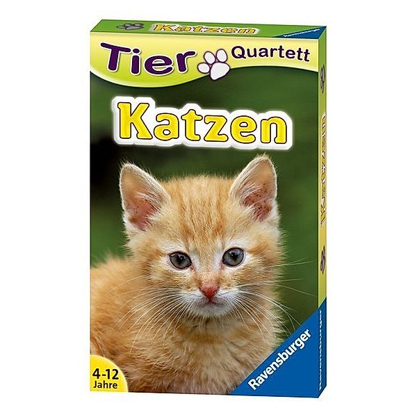 Ravensburger Verlag Ravensburger 20421 - Tierquartett Katzen, Klassiker für 3-6 Spieler ab 4 - 12 Jahre, 32 Katzenrassen