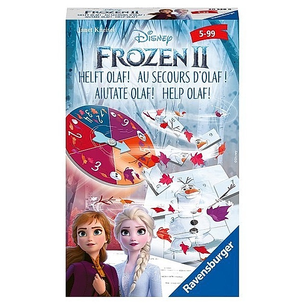 Ravensburger Verlag Ravensburger 20528 - Disney Frozen 2 helft Olaf, Mitbringspiel für 2-4 Spieler, ab 5 Jahren, kompaktes Format, Reisespiel, Glücksspiel