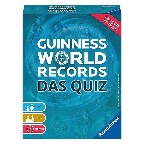 Ravensburger 20793 - Guinness World Records - Das Quiz, 500 Fragen, Wissensspiel für 2-6 Spieler