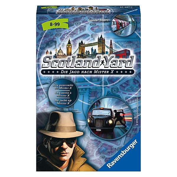 Ravensburger Verlag Ravensburger 23381 - Scotland Yard, Mitbringspiel für 2-4 Spieler, Kinderspiel ab 8 Jahren, kompaktes Format, Reisespiel, Brettspiel