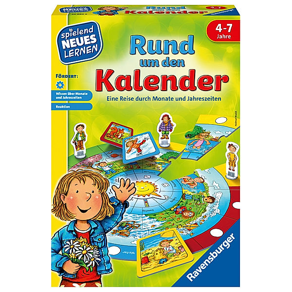 Ravensburger Verlag Ravensburger 24984 - Rund um den Kalender - Spielen und Lernen für Kinder, Lernspiel für Kinder von 4-7 Jahren, Spielend Neues Lernen für 2-4 Spieler