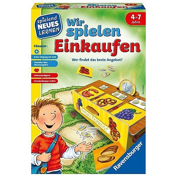 Ravensburger Verlag Ravensburger 24985 - Wir spielen Einkaufen - Spielen und Lernen für Kinder, Lernspiel für Kinder ab 4-7 Jahren, Spielend Neues Lernen für 2-4 Spieler, Marco Teubner